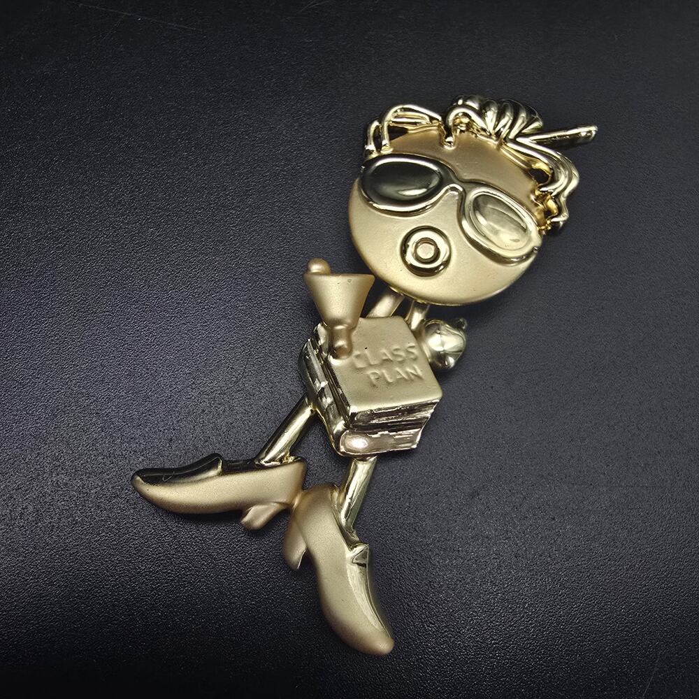 Danecraft Teacher Appreciation Brooch Gold Tone Articulated